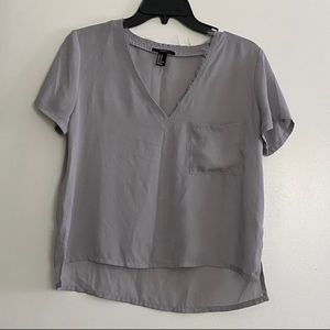 Forever 21 Gray Boxy V Neck Blouse
